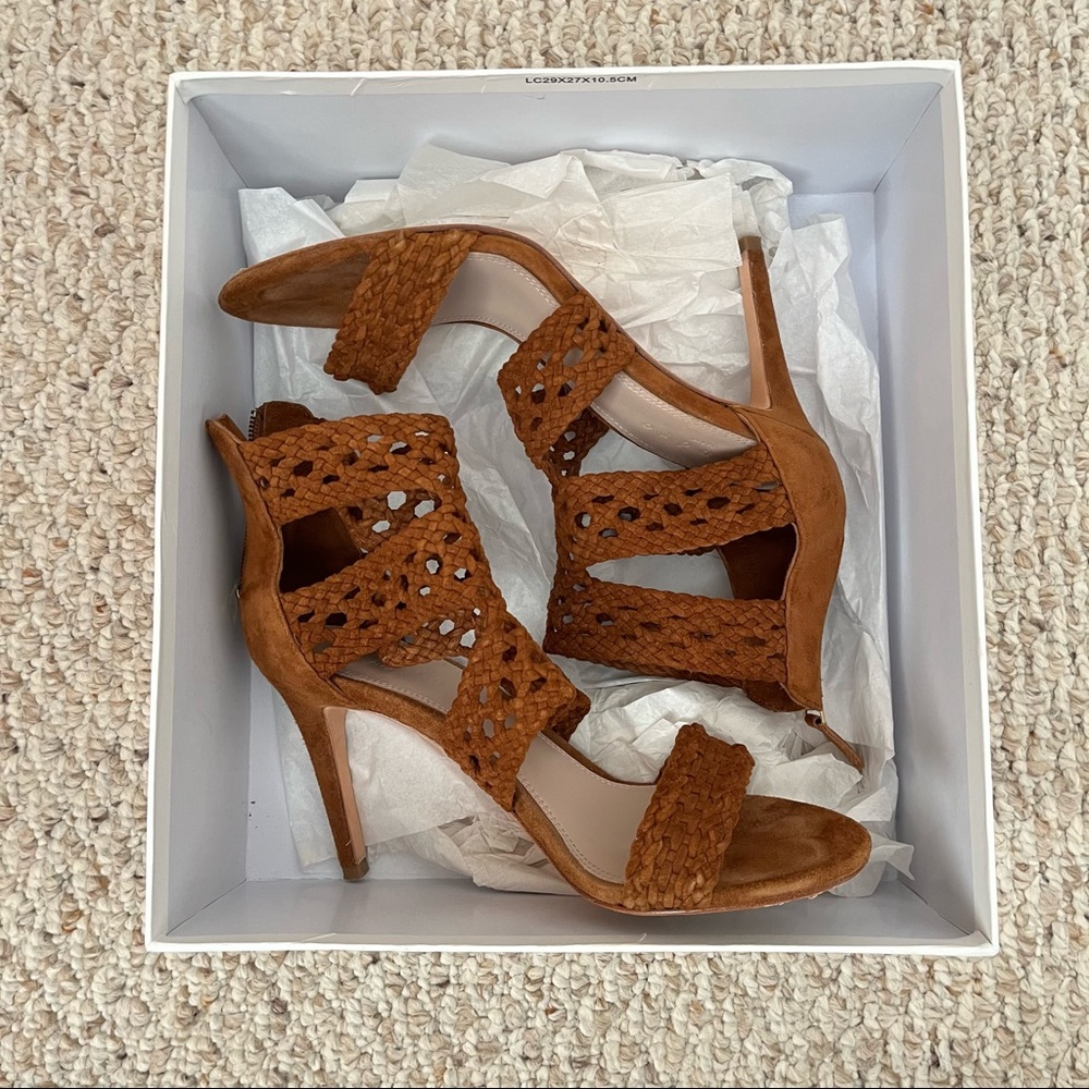 Sandro Paris Agate Suede Braid Stiletto Sandals In Brique - Size 39 (Us 9)